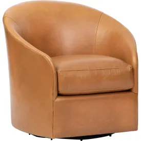 Arlo Leather Swivel Chair, Libby Camel