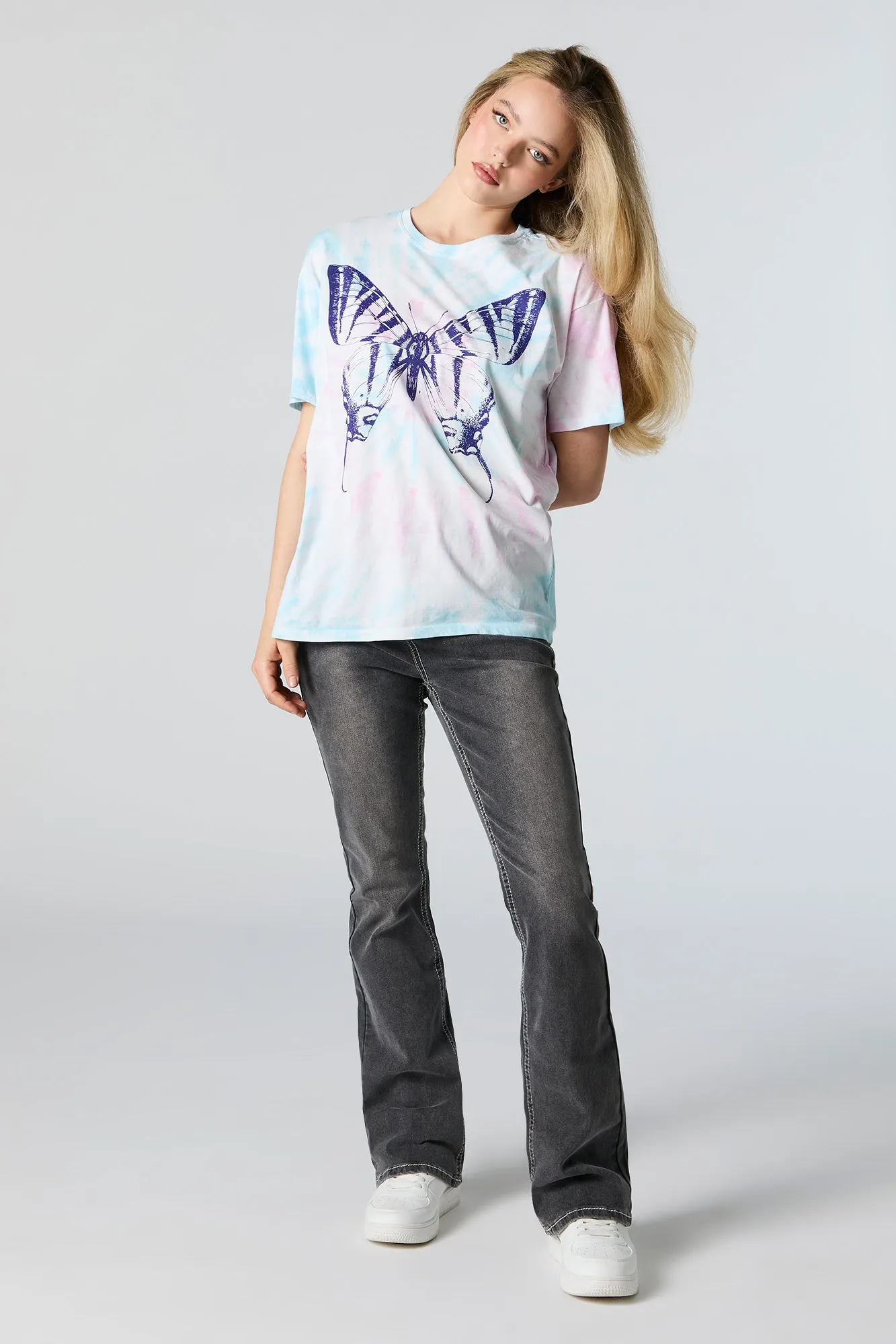 Butterfly Graphic Tie-Dye T-Shirt