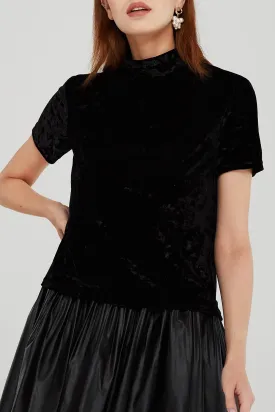 Cecilia High Neck Velvet Top