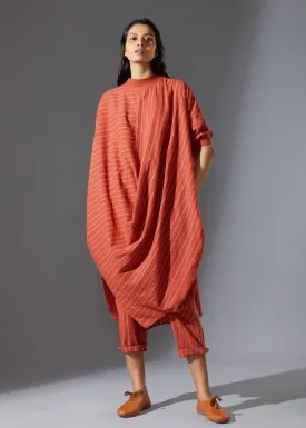 Cotton Cowl Tunic Set - Rust