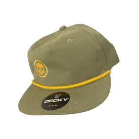 Decky Snapback Hat - Olive / Yellow Skull Icon