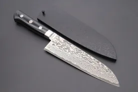 JCK Original Kagayaki R-2 Black Custom Damascus KGRB-2 Santoku 175mm (6.8 inch, Hammer Forged Blade)