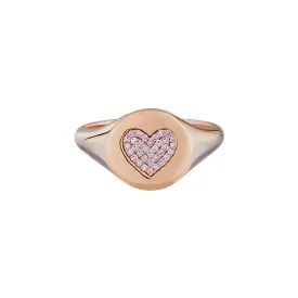 PAVÉ DIAMOND HEART SIGNET RING