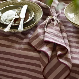 Plum Wine Amberley Stripe Linen Napkins Set of 4