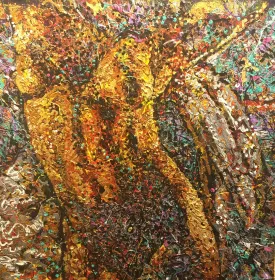 "Torso - Gold" by Giovanni DeCunto - Acrylic Abstract Expressionist Figurative Painting